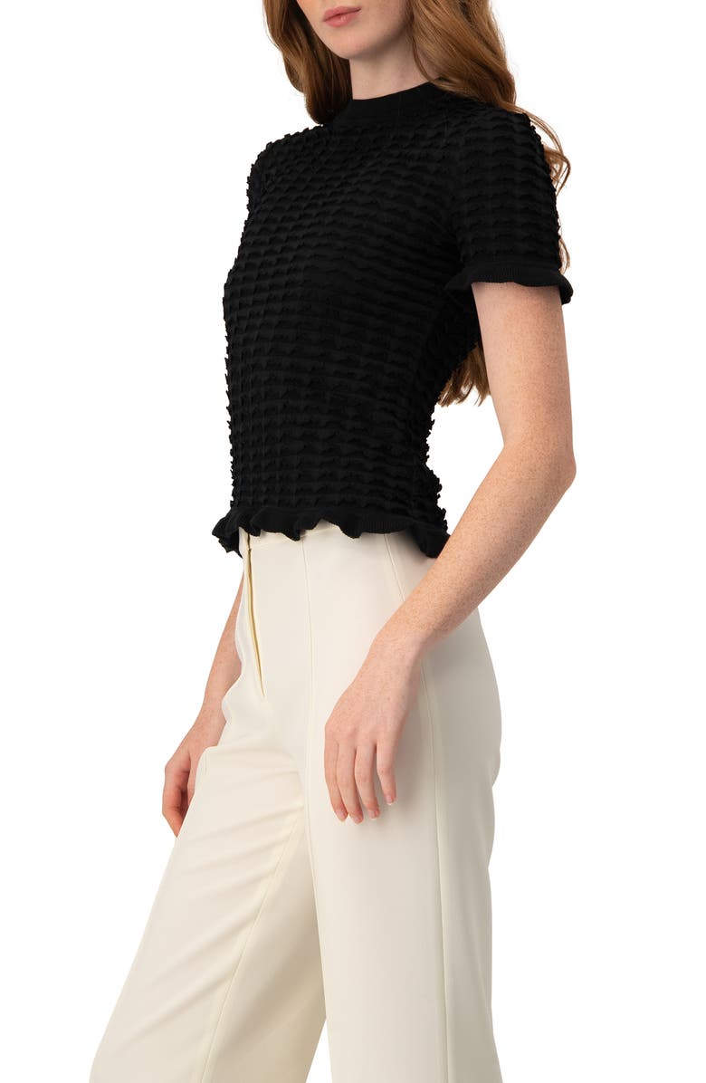 IVONNE Knitted Short Sleeve Blouse, Alternate, color, Black