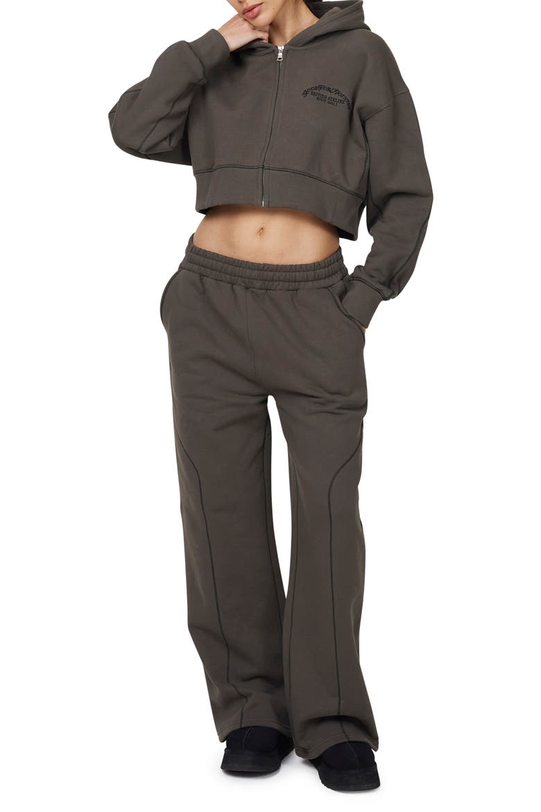 Coverlock Vintage  Crop Zip Hoodie, Alternate, color, Gunmetal