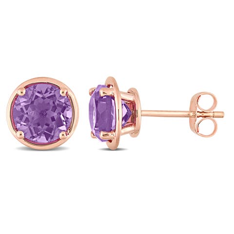Amethyst Stud Earrings 14k