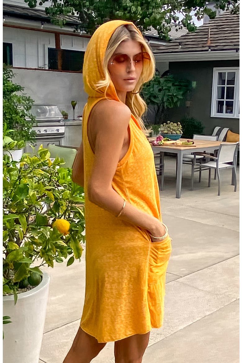 Beach Date Hooded Cover-Up Dress, Alternate, color, GOLD