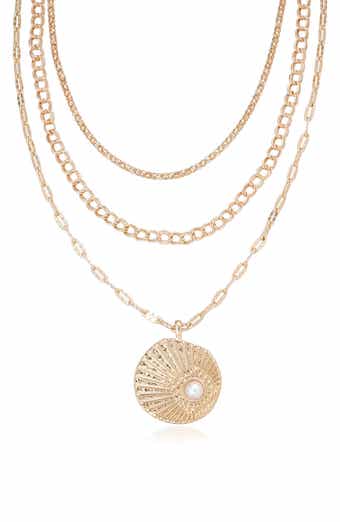 Eye Faux Pearl Layered Necklace