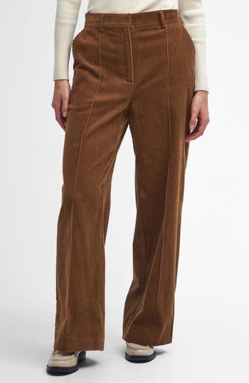 Barbour Samara High Waist Corduroy Wide Leg Pants In Brown