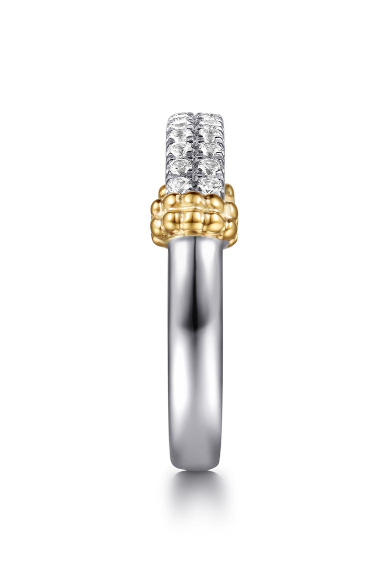 Bujukan 14K Gold, Sterling Silver & White Sapphire Stackable Ring, Alternate, color, SILVER/ 14K YELLOW GOLD