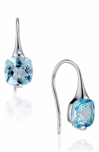 House of Frosted Sterling Silver Blue Topaz Drop Earrings