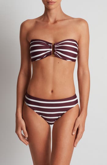 Stripe Metal Accent Bandeau Bikini Top