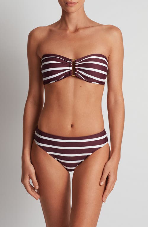 Ralph Lauren Womens Striped Ring Bandeau Bikini Top Hipster Bottoms