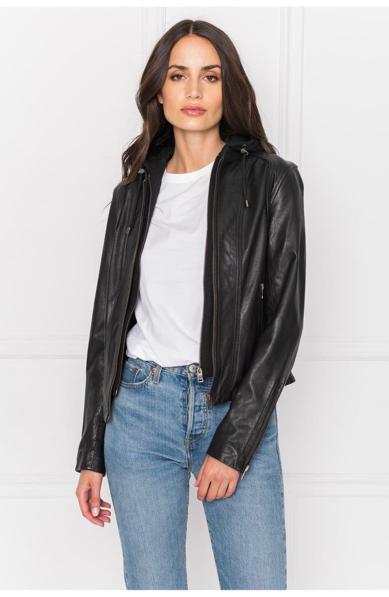 LAMARQUE ARLETTE | Leather Biker Jacket, Main, color, Black