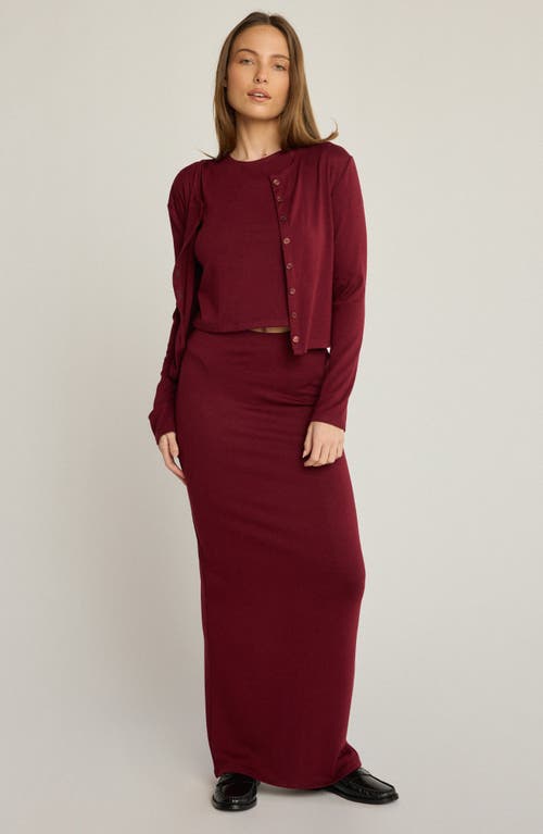 Sunday Ritual Crop Cardigan In Burgundy