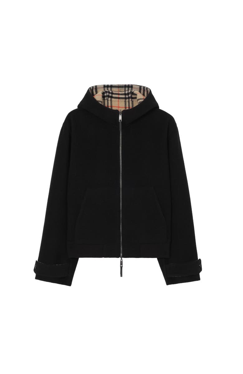 Burberry Reversible Wool Hooded Jacket, Alternate, color, Black