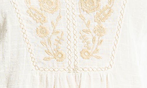 MAX STUDIO MAX STUDIO EMBROIDERED SHORT SLEEVE COTTON BLEND TOP