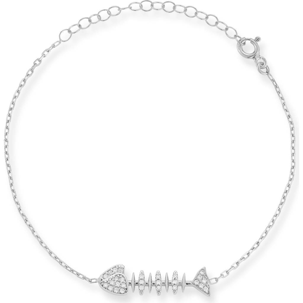 Sphera Milano Cubic Zirconia Fishbone Bracelet In Silver