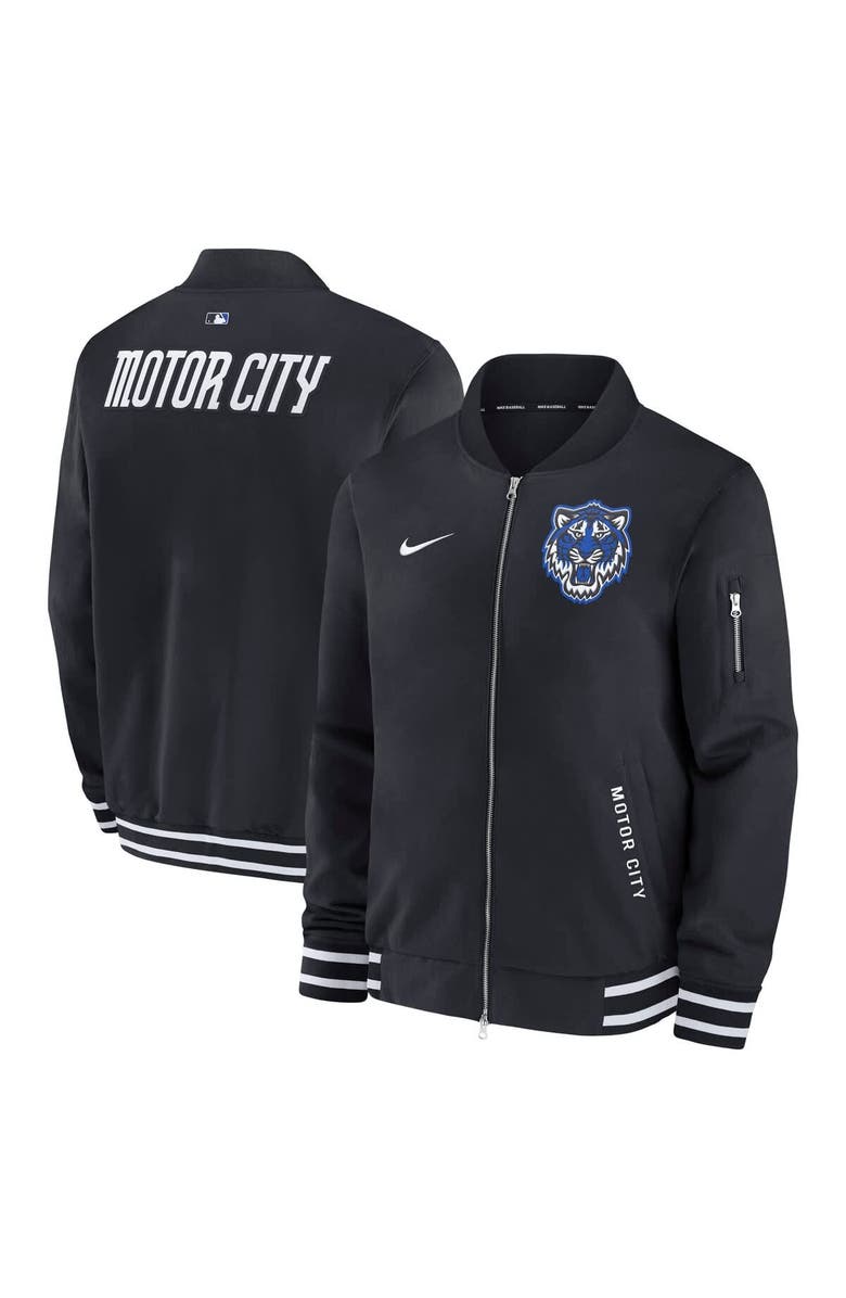 Nike Men's Nike  Black Detroit Tigers Authentic Collection City Connect Full-Zip Bomber Jacket, Main, color, 