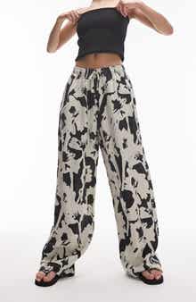 Topshop Floral Linen Drawstring Pants