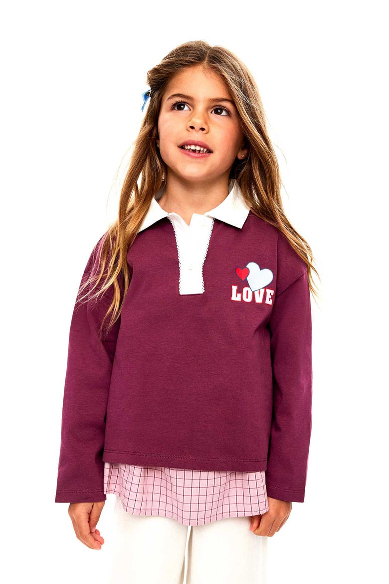Kid's Rugby Polo, Alternate, color, Berry Jam Love