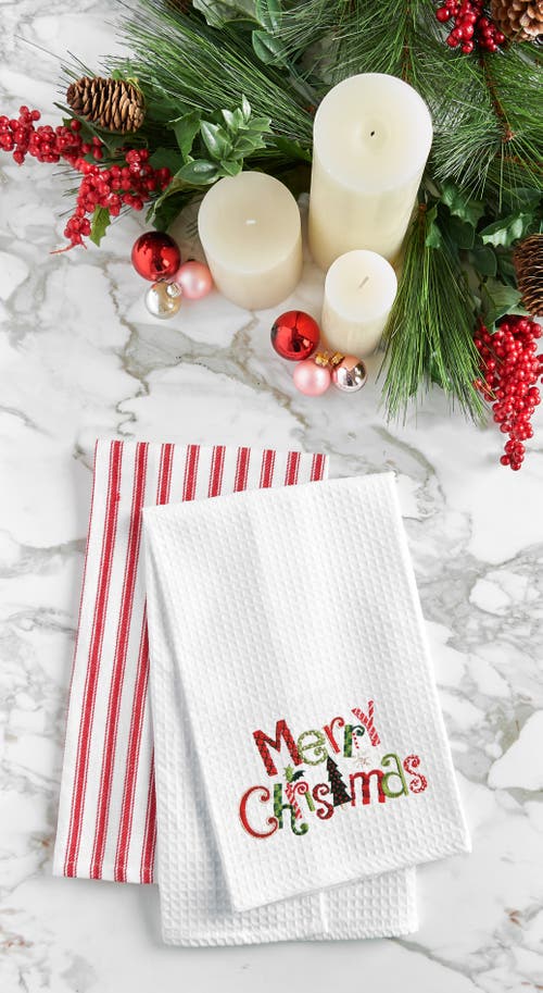 C & F Home C&f Home "merry Christmas" Cotton Waffle Weave Kitchen Dishtowel In White