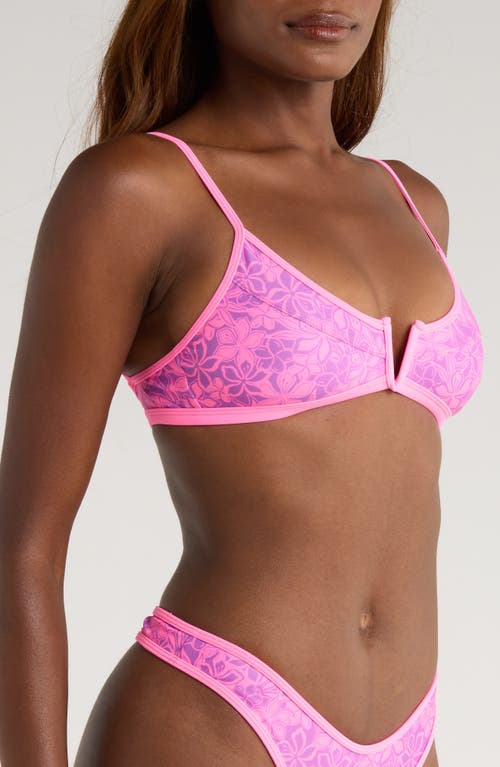 Kulani Kinis Bind Notched Bikini Top In Pink