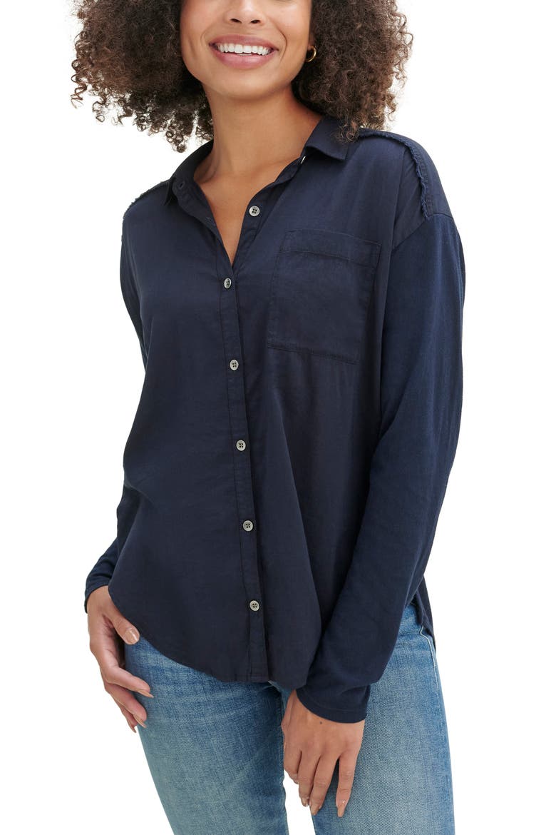 Paige Button-Up Shirt, Main, color, NAVY