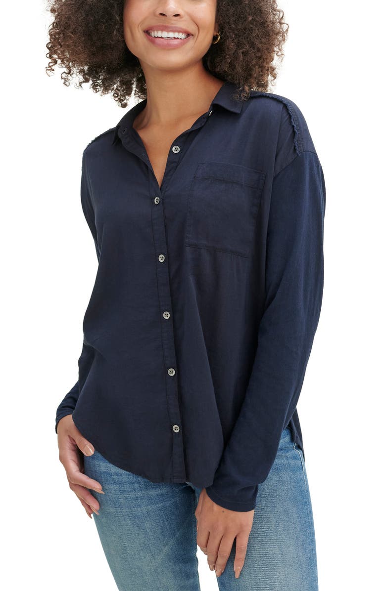 Splendid Paige Button-Up Shirt, Main, color, Navy