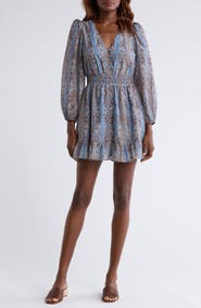 PAIGE Ophelie Puff Sleeve Cotton & Silk Dress