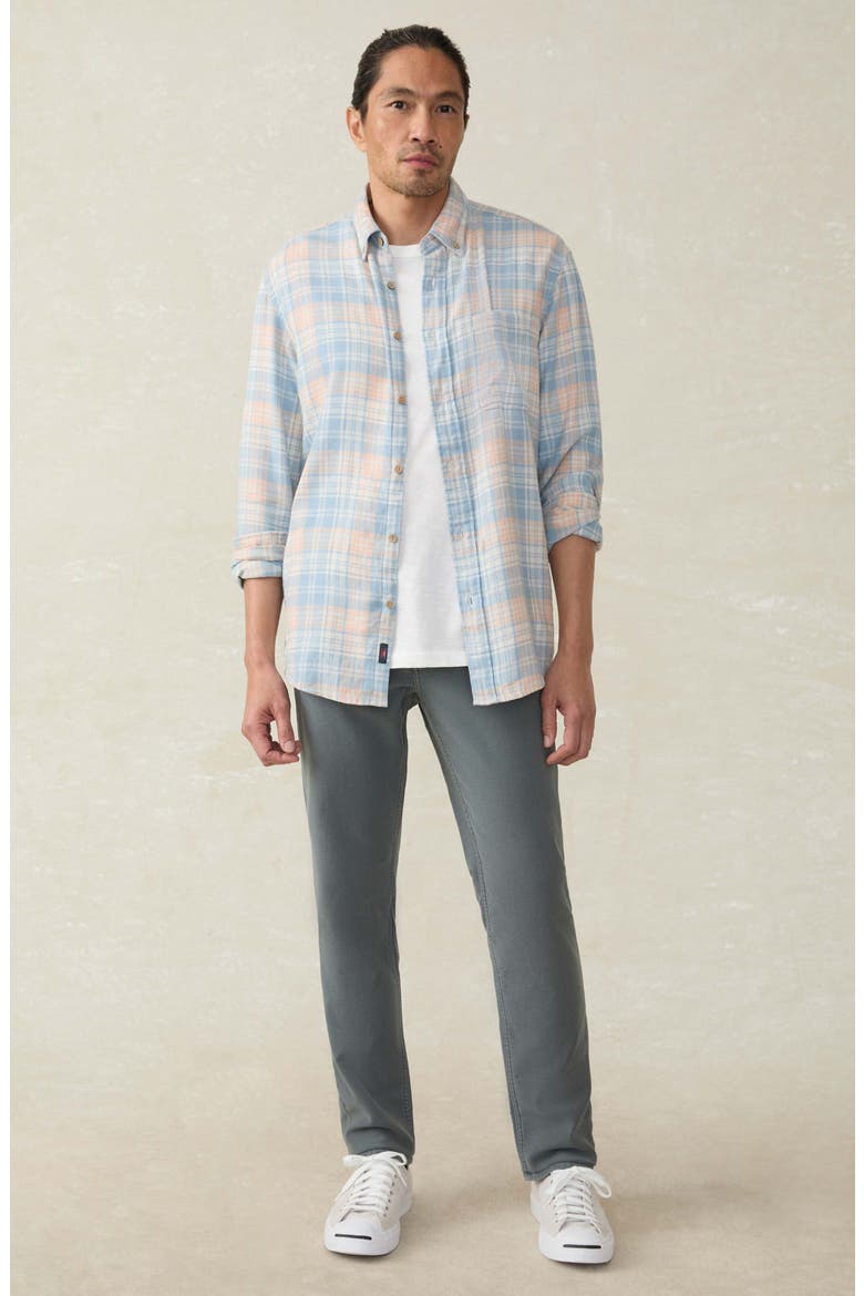 Breeze Linen Blend Button-Down Shirt, Alternate, color, CORAL RIVER PLAID
