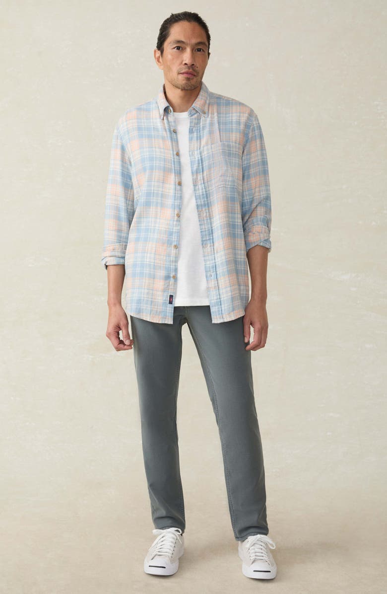 Faherty Breeze Linen Blend Button-Down Shirt, Alternate, color, Coral River Plaid