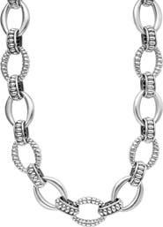 LAGOS Signature Caviar Sterling Silver Oval Fluted Link Necklace
