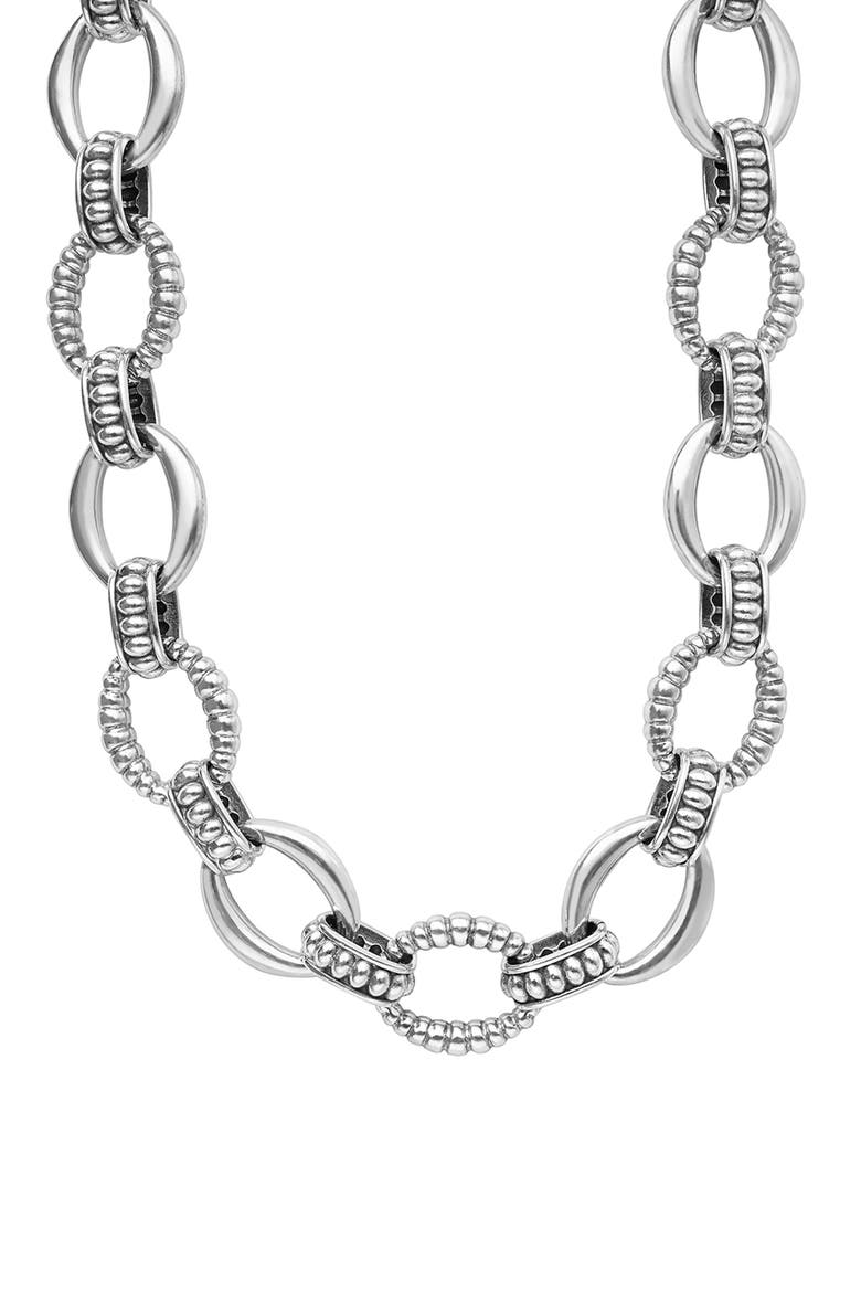 Signature Caviar Sterling Silver Oval Fluted Link Necklace video