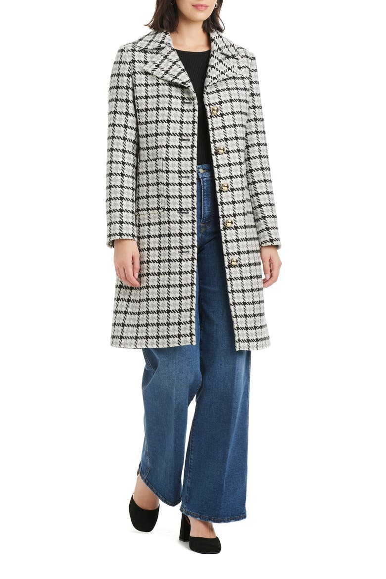 single breasted notch lapel coat, Alternate, color, MINI HOUNDSTOOTH CHECK