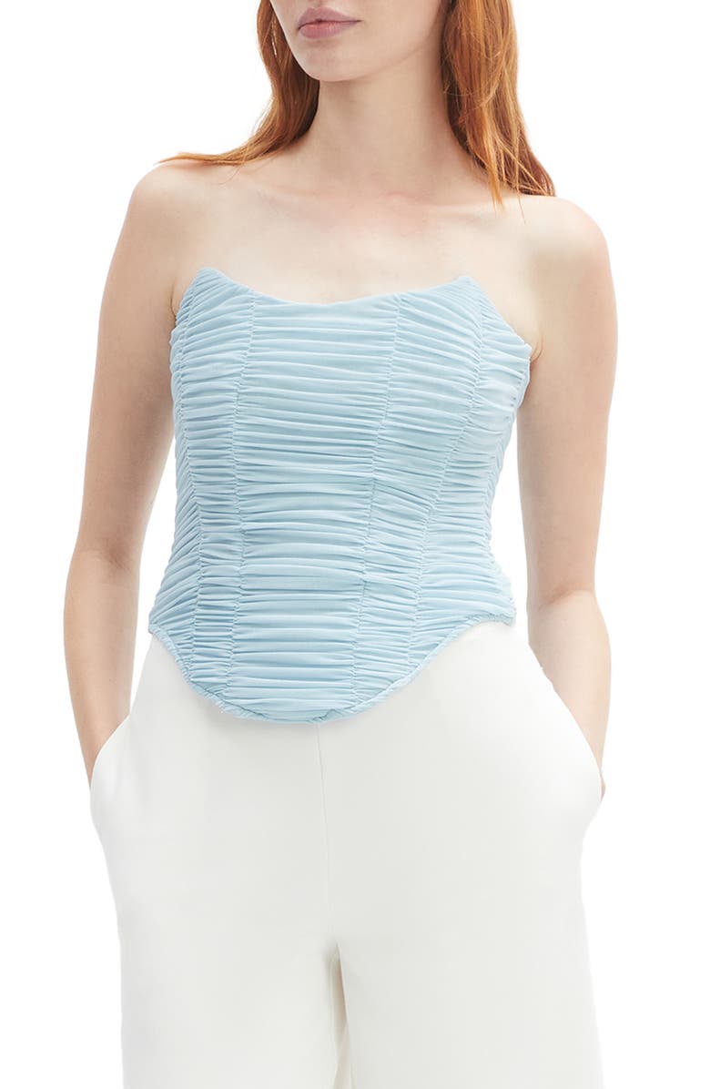 Bardot Elise Mesh Strapless Top, Main, color, Soft Blue