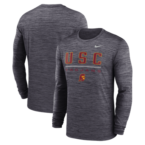 Men's Nike Black USC Trojans Sideline Velocity Dri-FIT Long Sleeve T-Shirt