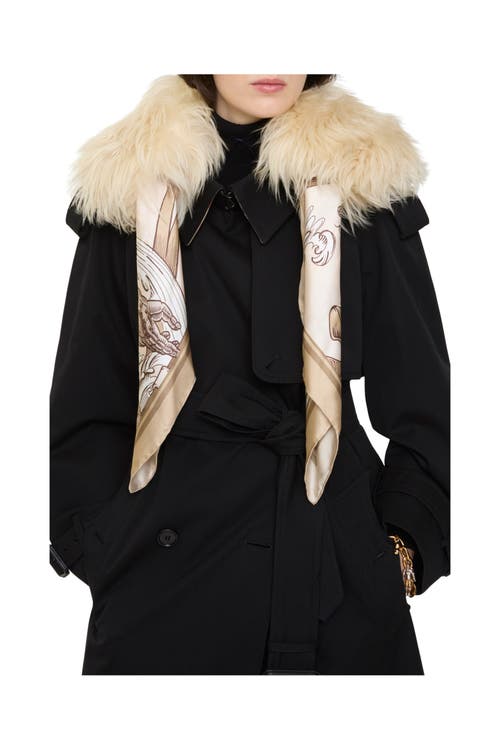 Burberry Scarf Trim Shearling Collar In Brown