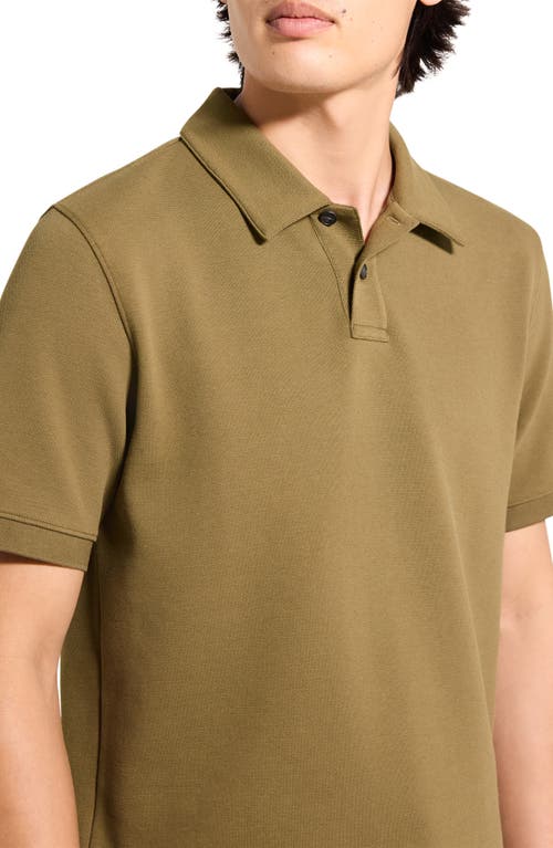 Theory Delroy Double Pique Regular Fit Polo Shirt In Brown