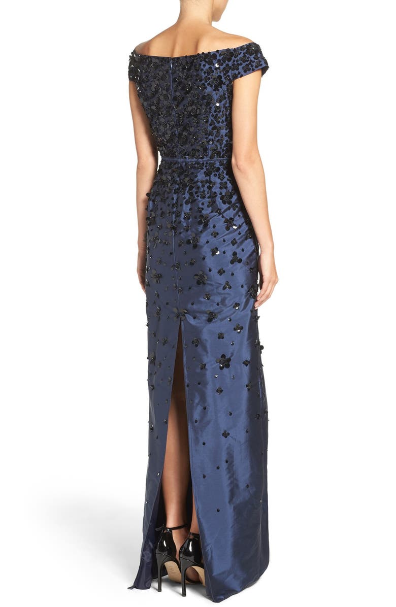 Adrianna Papell Embellished Off the Shoulder Taffeta Gown, Alternate, color, 