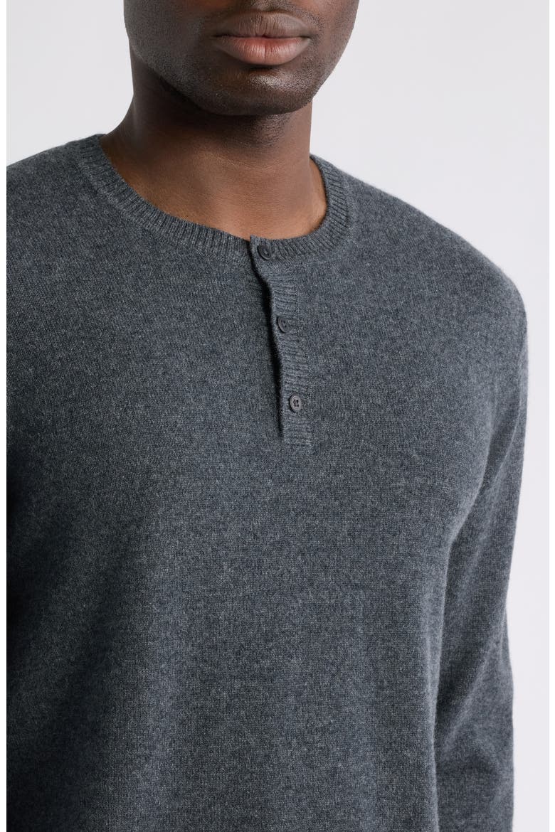 Cashmere Henley Sweater, Alternate, color, GREY METEOR HEATHER