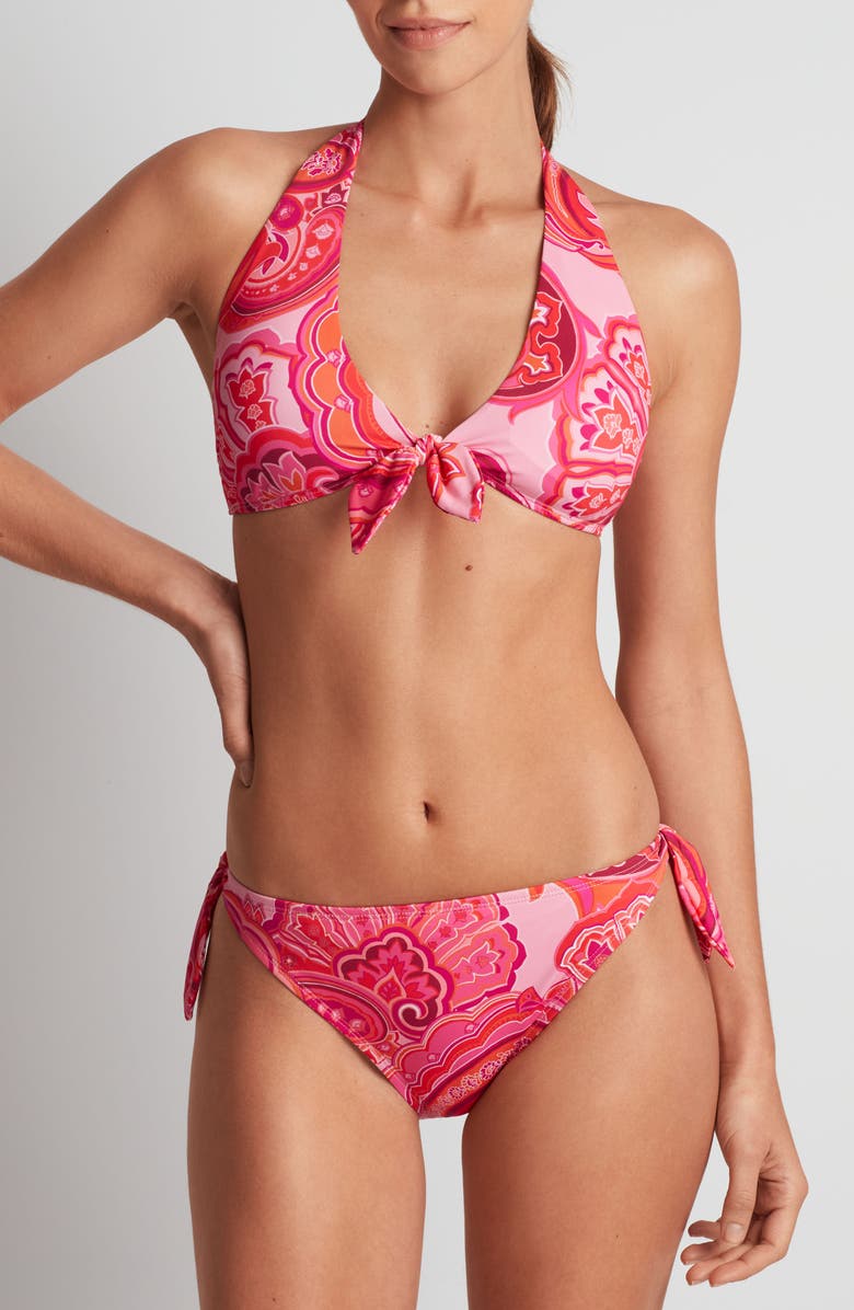 Lauren Ralph Lauren Tie Front Bikini Top, Alternate, color, Pink Multi
