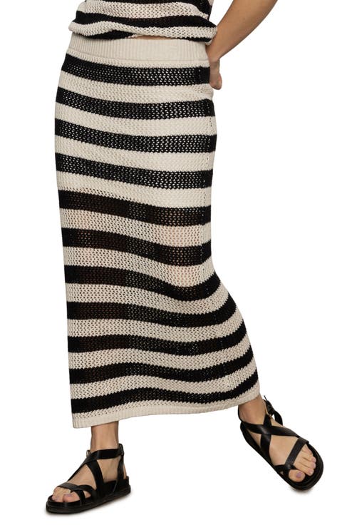 Stripe Crochet Maxi Sweater Skirt