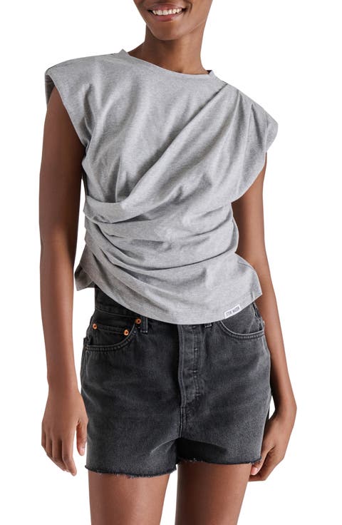 Draped Shoulder Pad T-Shirt
