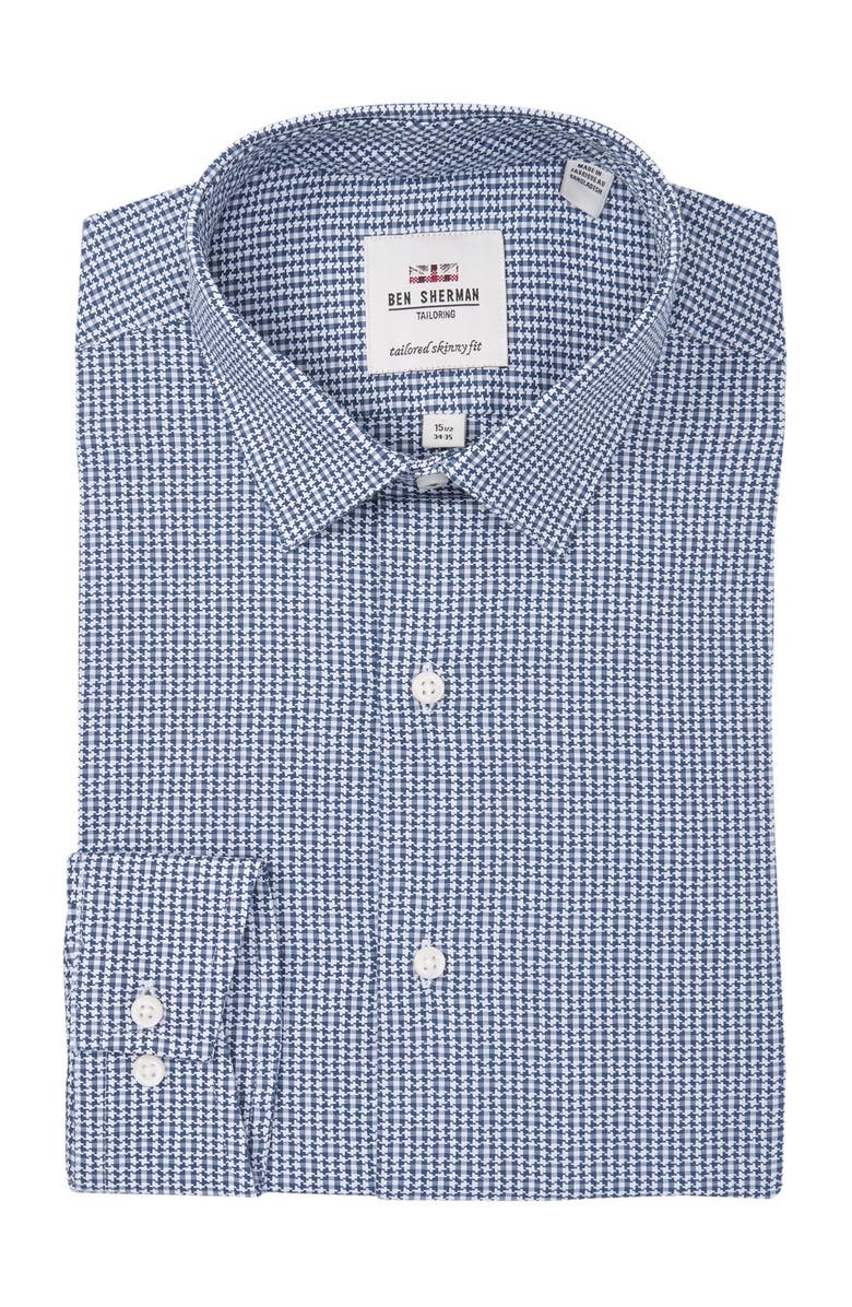 Ben Sherman Argyle Dobby Gingham Skinny Fit Dress Shirt, Main, color, 