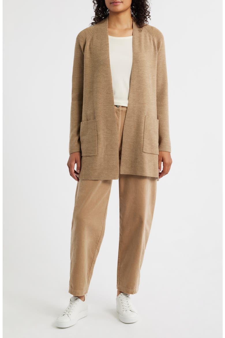 Raglan Sleeve Wool Cardigan, Main, color, BISCUIT