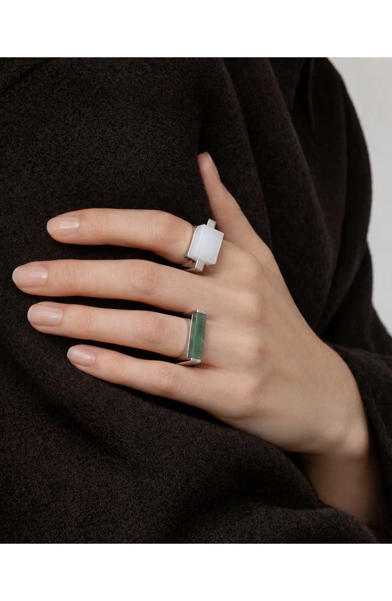 seree Year of the Horse Jade Stone Saddle Ring, Alternate, color, White