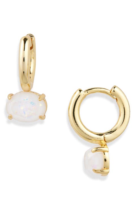 Demi Fine Oval Stone Huggie Hoop Earrings