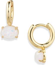 Nordstrom Demi Fine Oval Stone Huggie Hoop Earrings