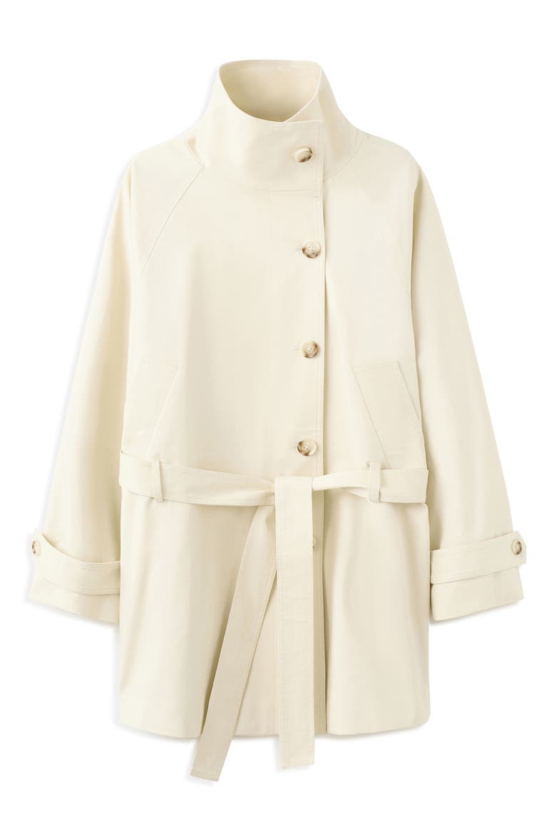 Funnel Neck Belted Trench Coat, Alternate, color, ECRU
