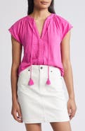 Boden Millie Tassel Tie Short Sleeve Cotton Top