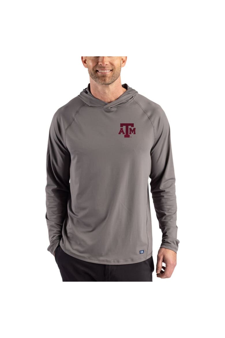 Men's Cutter & Buck Gray Texas A&M Aggies Prospect Recycled Featherlight Stretch Hoodie, Main, color, Gray