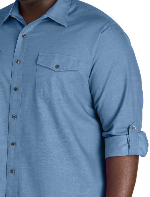 Synrgy By Dxl Big & Tall Slub Officer Sport Shirt In Blue