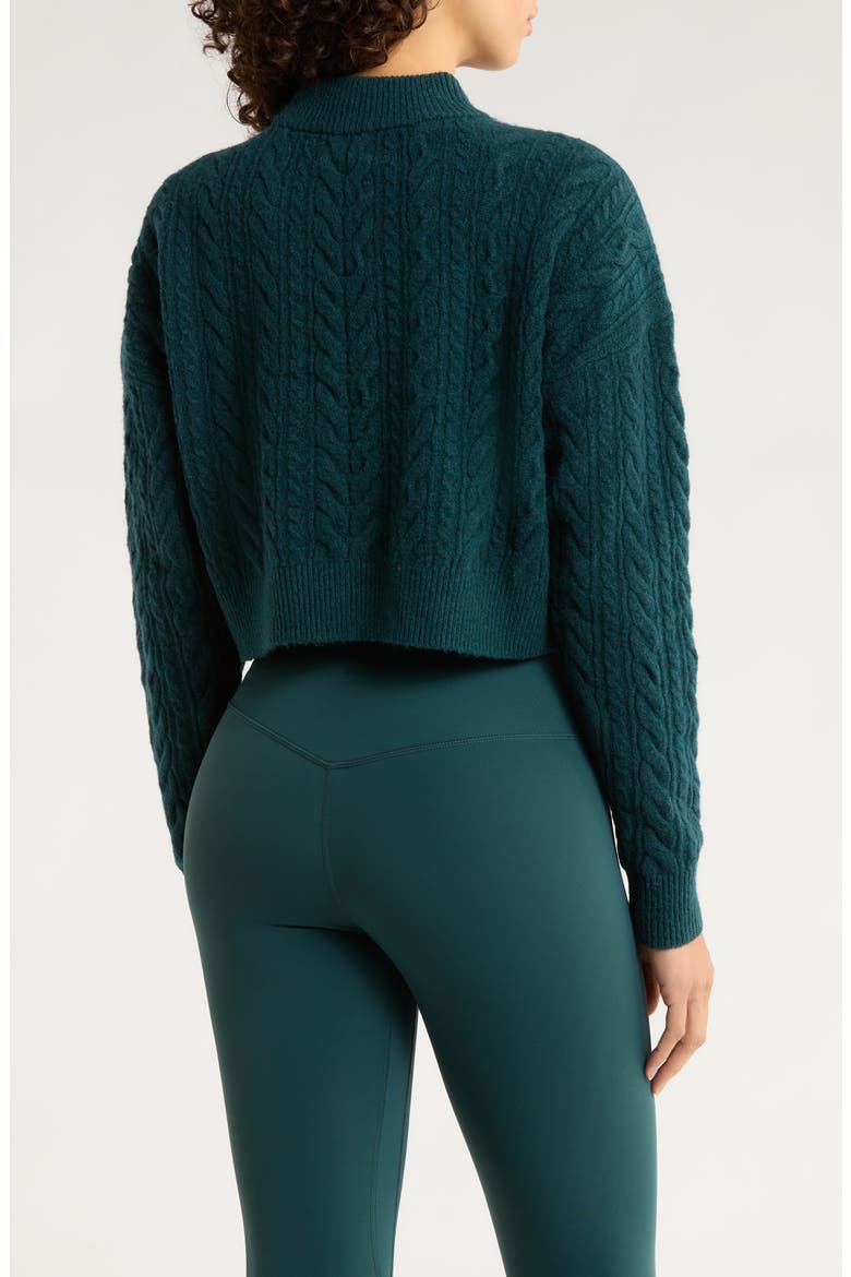 Cable Knit Crop Sweater, Alternate, color, PONDEROSA PINE