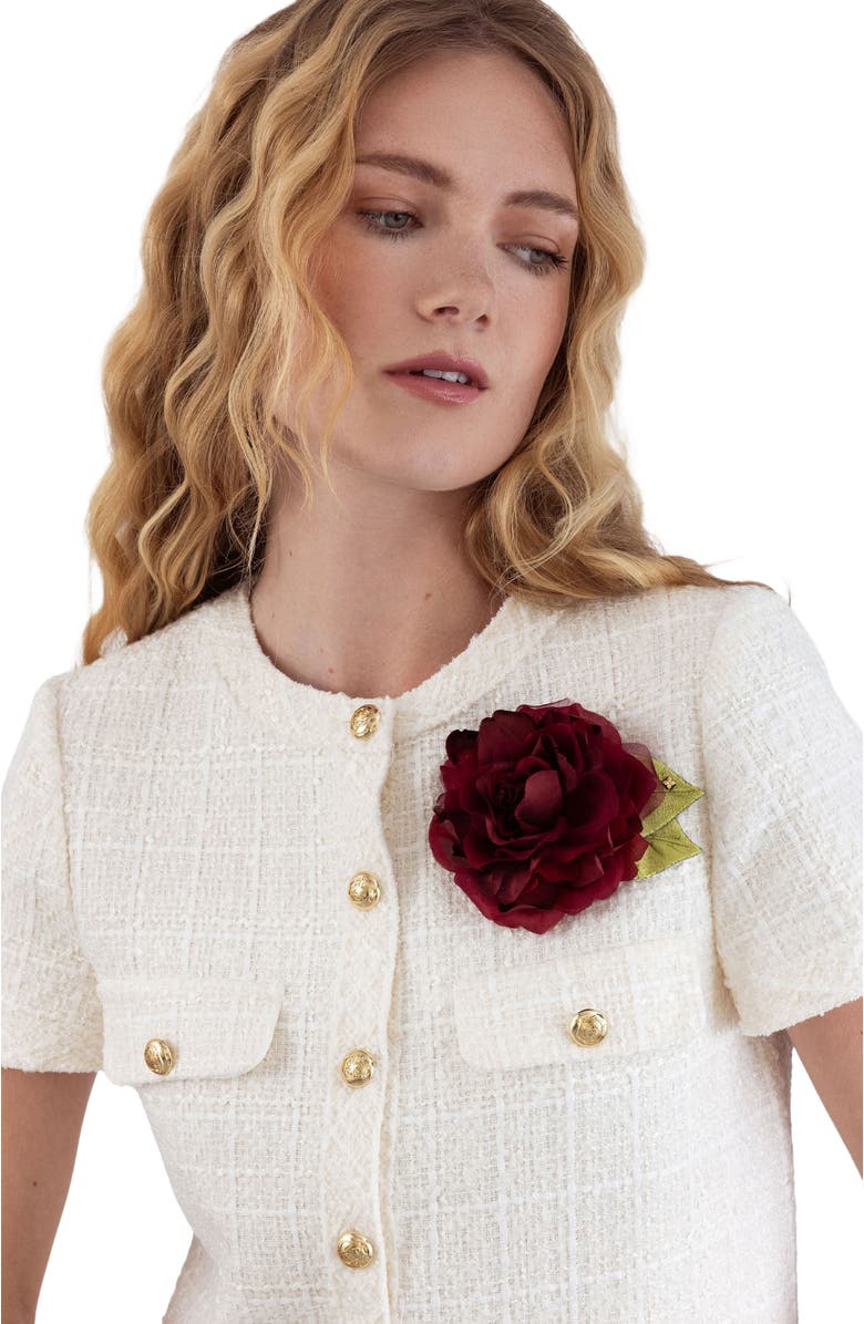 Helena Simon The Small Red Rose Floral Brooch, Alternate, color, Red