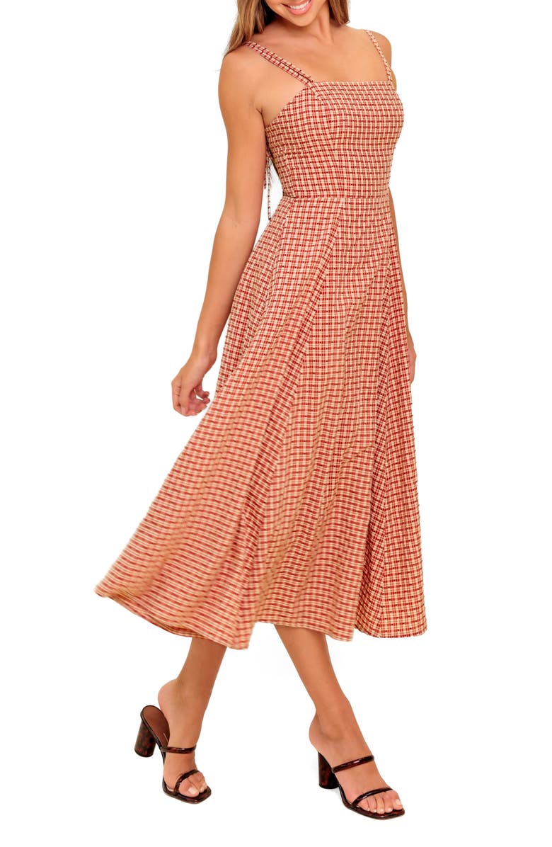 FLYING TOMATO Plaid Fit & Flare Midi Dress, Alternate, color, 