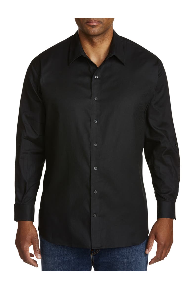Big & Tall Textured Sport Shirt, Main, color, BLACK